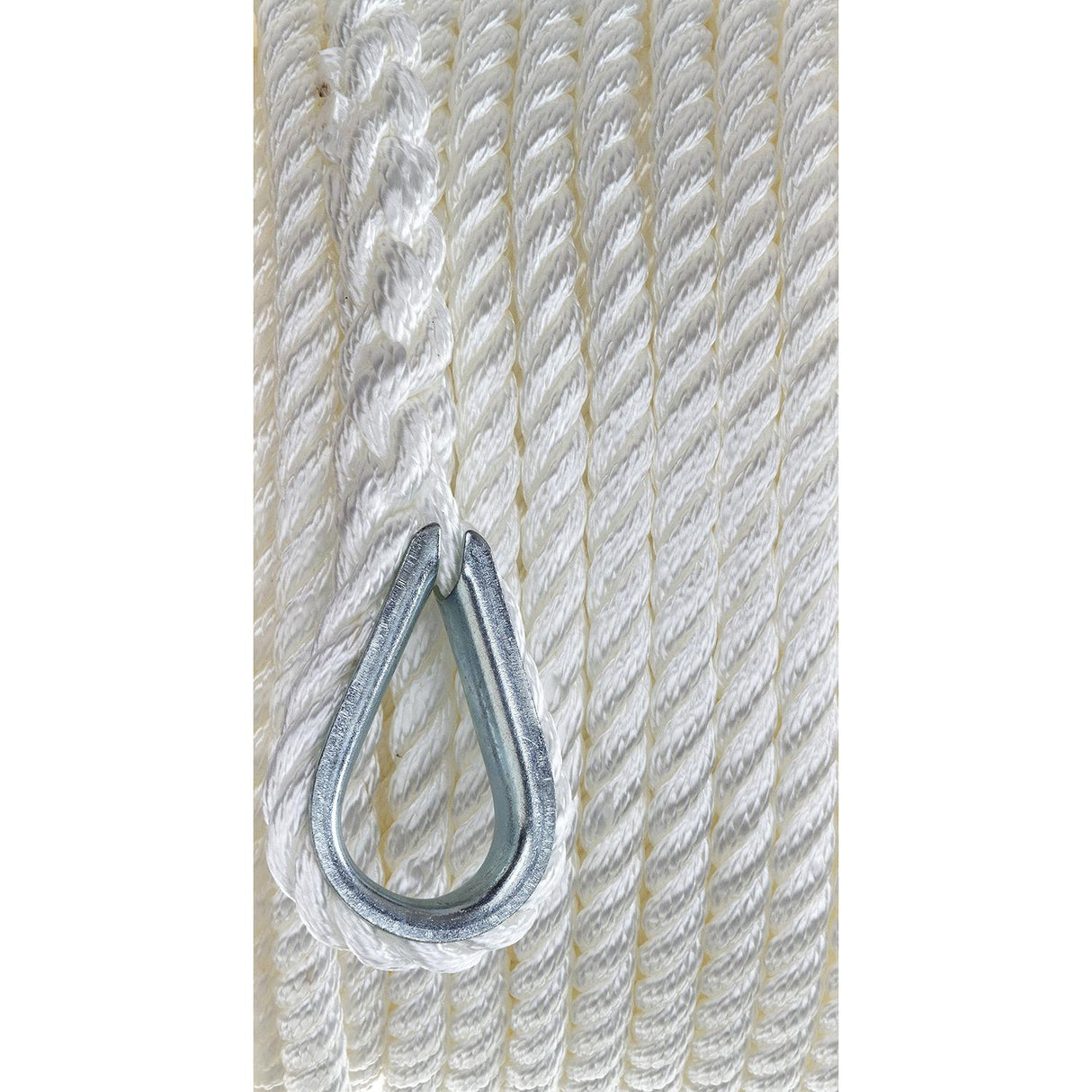 Seachoice Anchor Line Rope, 3-Strand Twisted, White, Nylon, 3/8 In. X 50 Ft.