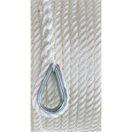 Seachoice Anchor Line Rope, 3-Strand Twisted, White, Nylon, 3/8 In. X 100 Ft.