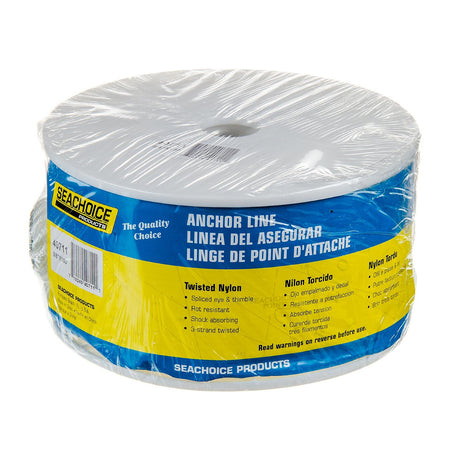 Seachoice Anchor Line Rope, 3-Strand Twisted, White, Nylon, 3/8 In. X 100 Ft.