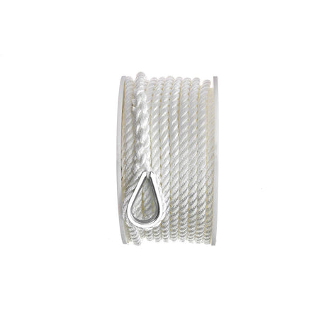 Seachoice Anchor Line Rope, 3-Strand Twisted, White, Nylon, 3/8 In. X 100 Ft.