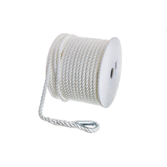 Seachoice Anchor Line Rope, 3-Strand Twisted, White, Nylon, 3/8 In. X 150 Ft.