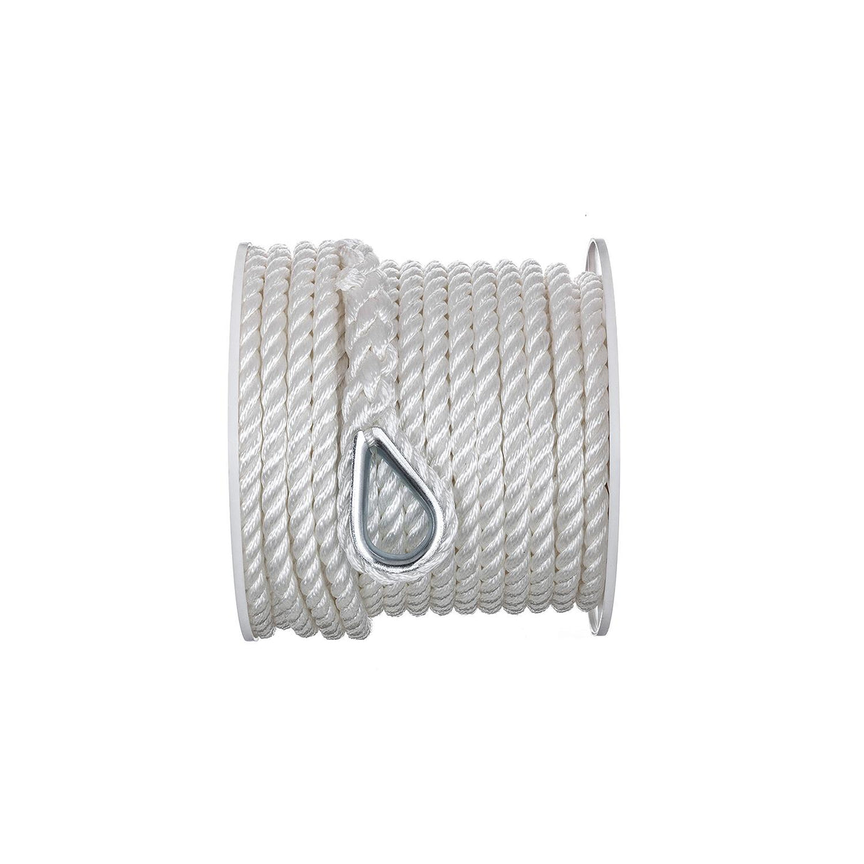 Seachoice Anchor Line Rope, 3-Strand Twisted, White, Nylon, 1/2 in. X 100 Ft.