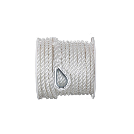 Seachoice Anchor Line Rope, 3-Strand Twisted, White, Nylon, 1/2 in. X 100 Ft.