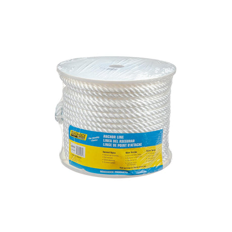 Seachoice Anchor Line Rope, 3-Strand Twisted, White, Nylon, 1/2 In. X 200 In.