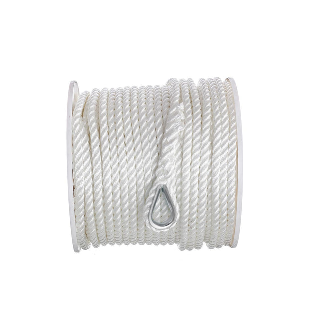 Seachoice Anchor Line Rope, 3-Strand Twisted, White, Nylon, 1/2 in. X 250 Ft.