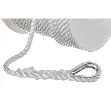 Seachoice Anchor Line Rope, 3-Strand Twisted, White, Nylon, 1/2 in. X 250 Ft.