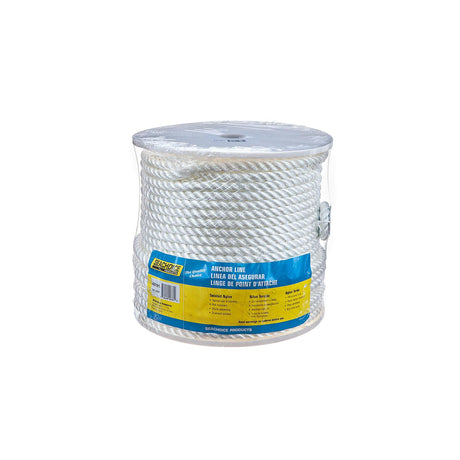 Seachoice Anchor Line Rope, 3-Strand Twisted, White, Nylon, 1/2 in. X 250 Ft.