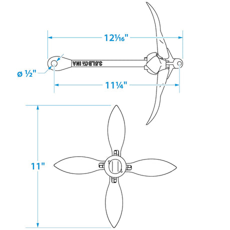 Seachoice Folding Grapnel Boat Anchor, 3.5 Lbs.