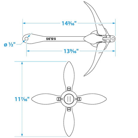 Seachoice Folding Grapnel Boat Anchor, 5.5 Lbs.