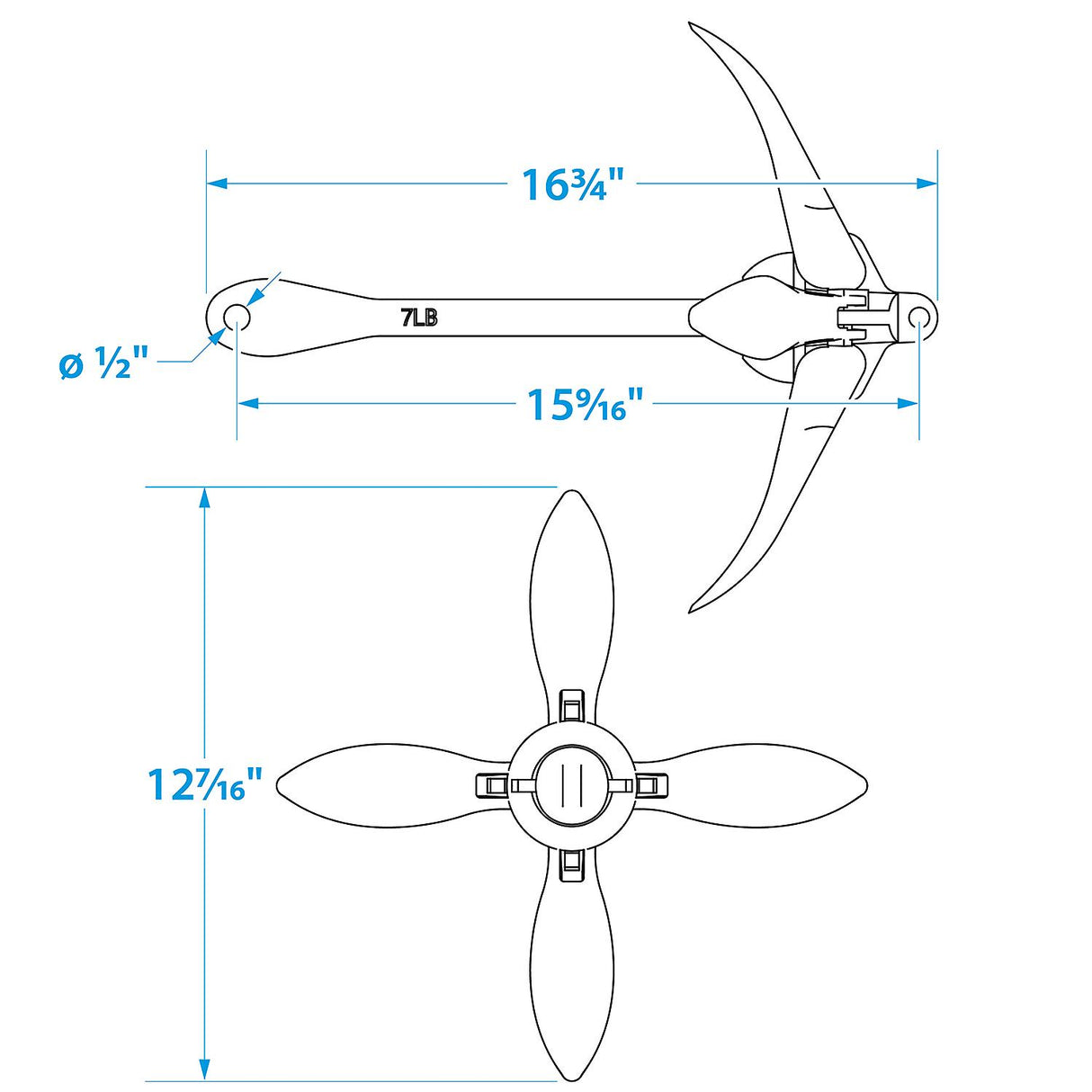 Seachoice Folding Grapnel Boat Anchor, 7 Lbs.