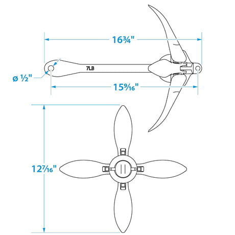Seachoice Folding Grapnel Boat Anchor, 7 Lbs.