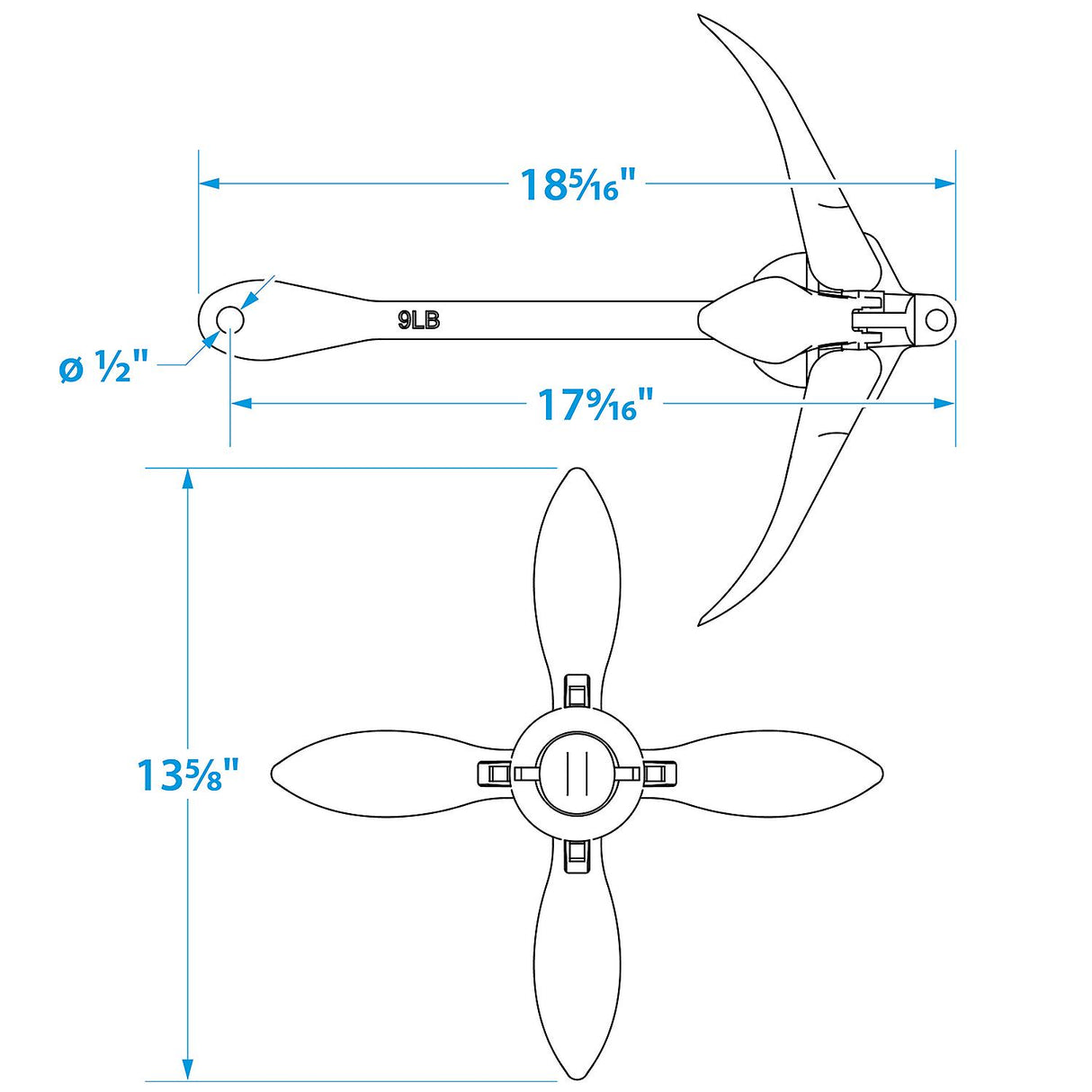 Seachoice Folding Grapnel Boat Anchor, 9 Lbs.