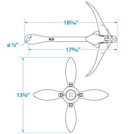 Seachoice Folding Grapnel Boat Anchor, 9 Lbs.