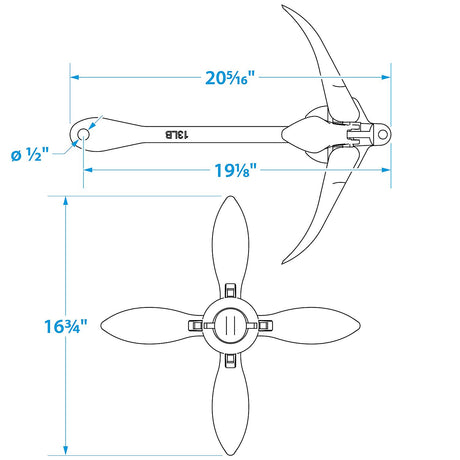 Seachoice Folding Grapnel Boat Anchor, 13 Lbs.