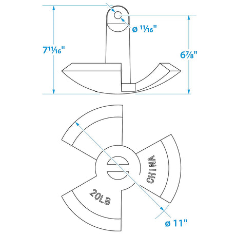 Seachoice River Anchor, Black Vinyl Coated Cast Iron, 20 Lbs.
