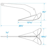 Seachoice Plow Boat Anchor, Hot-Dipped Galvanized Steel, 14 Lbs., for Boats 24-31 Ft.