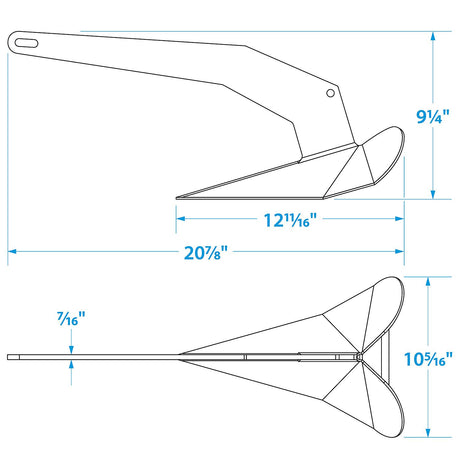 Seachoice Plow Boat Anchor, Hot-Dipped Galvanized Steel, 14 Lbs., for Boats 24-31 Ft.