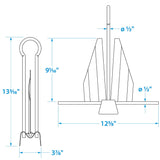 Seachoice Utility Anchor w/ Slip Ring, Size 7E, Galvanized Steel