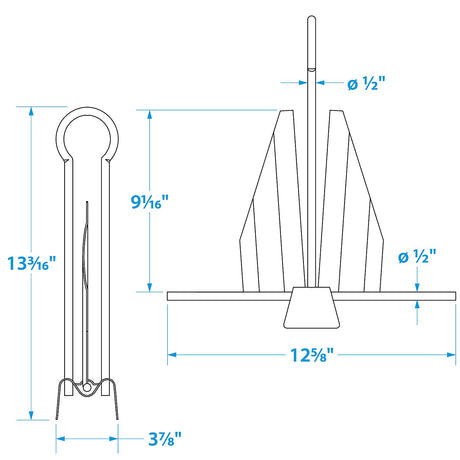 Seachoice Utility Anchor w/ Slip Ring, Size 7E, Galvanized Steel
