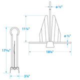 Seachoice Utility Anchor w/ Slip Ring, Size 13E Galvanized Steel