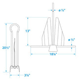 Seachoice Utility Anchor w/ Slip Ring, Size 15E, Galvanized Steel