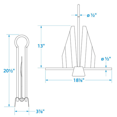 Seachoice Utility Anchor w/ Slip Ring, Size 15E, Galvanized Steel