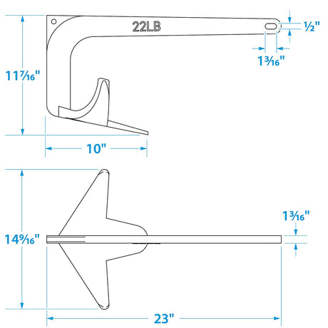 Seachoice Claw Boat Anchor, Hot-Dipped Galvanized Steel, 22 Lbs., For 30-Ft. Boat