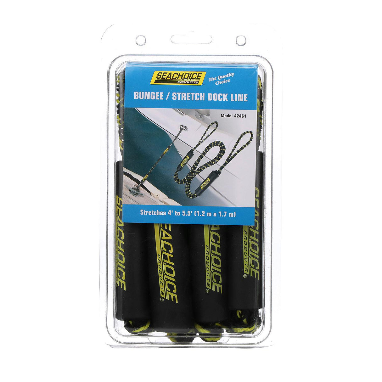 Seachoice Dock Line Bungee 4-5.5 Ft., Double-Braid, Pack of 2