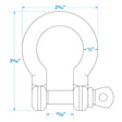 Seachoice Stainless Steel Anchor Shackle, 1/2 in., 2,000 Lbs. Max Load