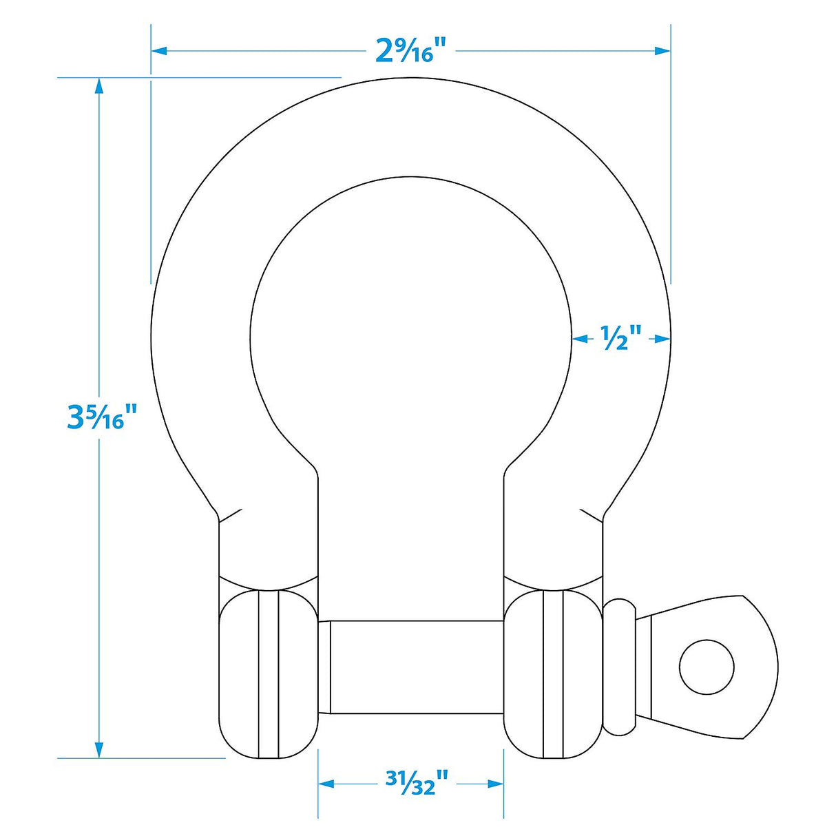 Seachoice Stainless Steel Anchor Shackle, 1/2 in., 2,000 Lbs. Max Load