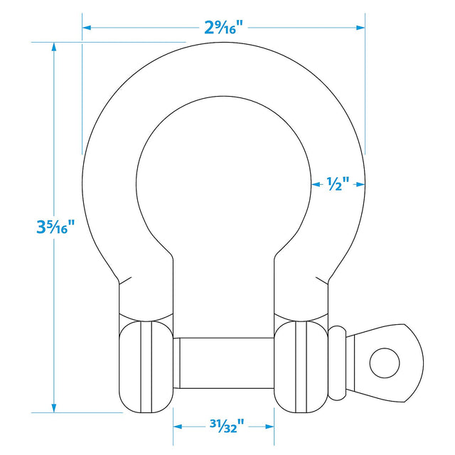 Seachoice Stainless Steel Anchor Shackle, 1/2 in., 2,000 Lbs. Max Load