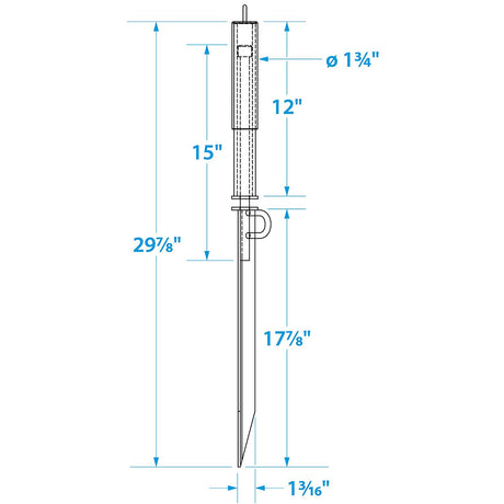 Seachoice Beach Spike in Galvanized Steel For PWC or Small Boat up to 22 Ft., Anchor, Self-Hammering Action w/ Rubber-Coated Handle