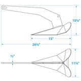 Seachoice Stainless Steel Plow Anchor, Corrosion Resistant, 22 Lbs., for Boats 30-40 Ft.