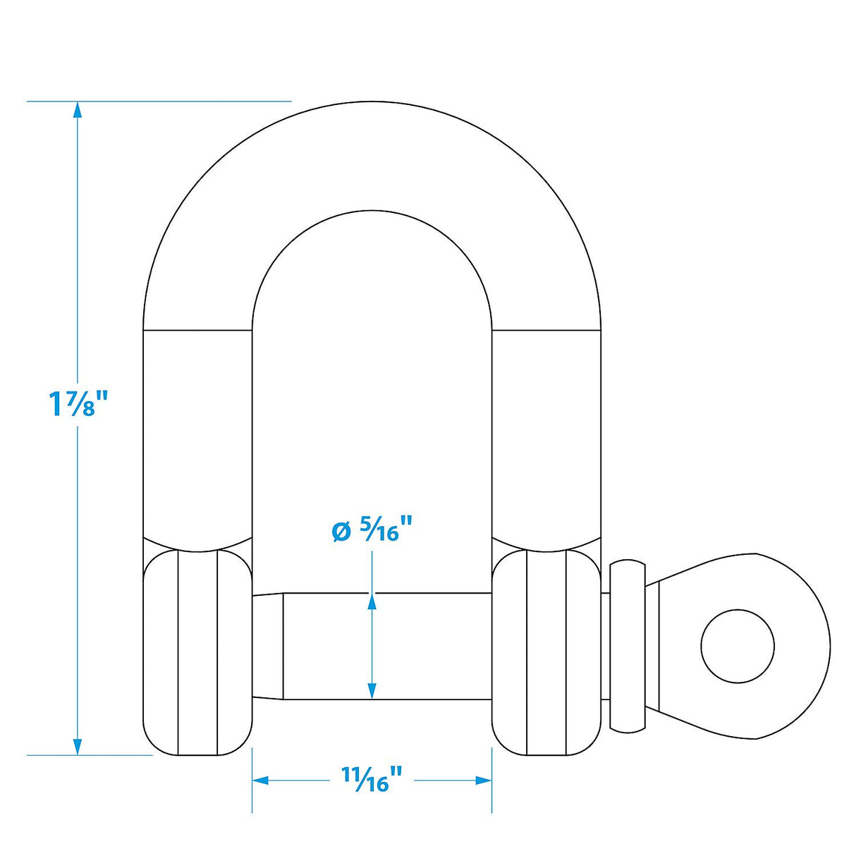 Seachoice D Anchor Shackle, 316 Stainless Steel, 5/16 in.