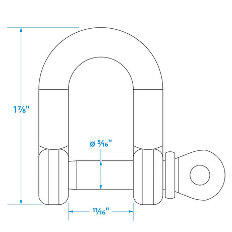 Seachoice D Anchor Shackle, 316 Stainless Steel, 5/16 in.