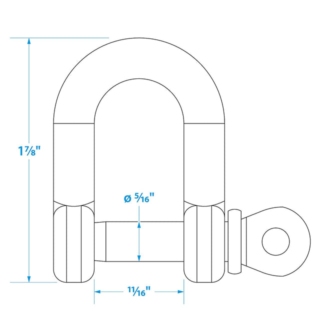 Seachoice D Anchor Shackle, 316 Stainless Steel, 5/16 in.