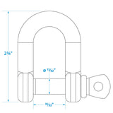 Seachoice D Anchor Shackle, 316 Stainless Steel, 1/2 in.