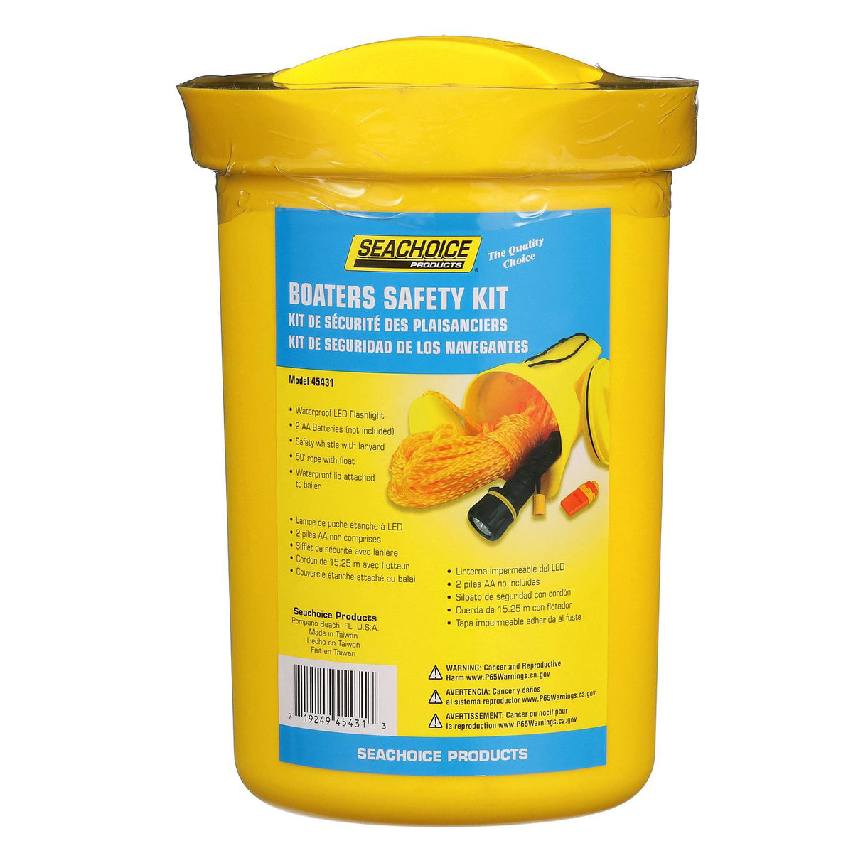 Seachoice 45431 Boat Bailer Safety Kit, Includes Flashlight, Whistle, 50 Ft. Line and Bailer