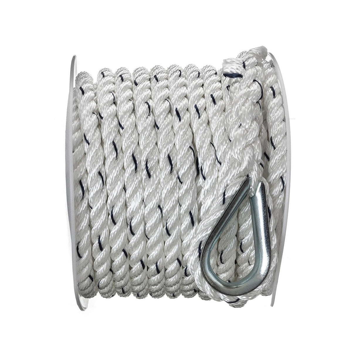 Seachoice 47691 Boat Anchor Line Rope, 3-Strand Twisted, Nylon, White/Blue, 3/8 in. X 50 Ft.