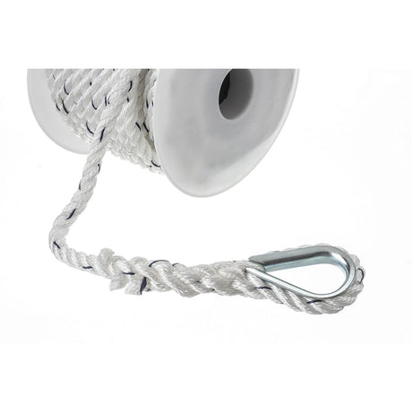 Seachoice 47691 Boat Anchor Line Rope, 3-Strand Twisted, Nylon, White/Blue, 3/8 in. X 50 Ft.