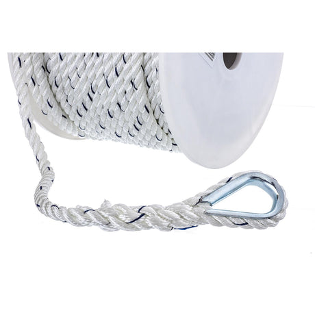 Seachoice 47721 Boat Anchor Line Rope, 3-Strand Twisted, Nylon, White/Blue, 3/8 in. X 150 Ft.