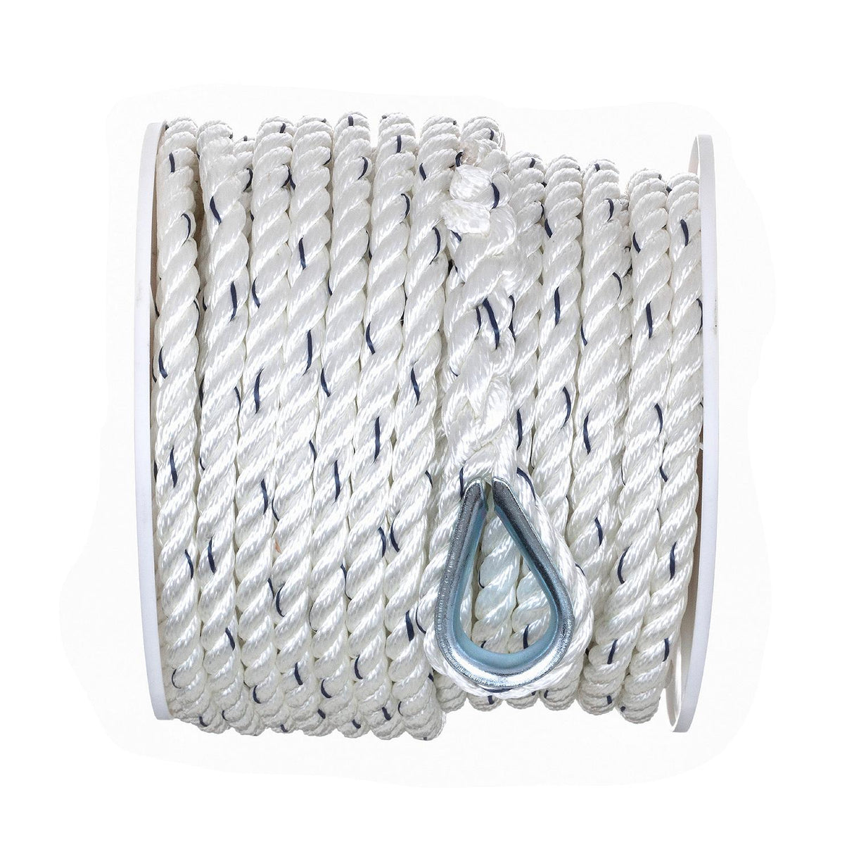 Seachoice 47731 Boat Anchor Line Rope, 3-Strand Twisted, Nylon, White/Blue, 1/2 in. X 100 Ft.