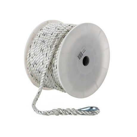 Seachoice 47741 Boat Anchor Line Rope, 3-Strand Twisted, Nylon, White/Blue, 1/2 in. X 150 Ft.