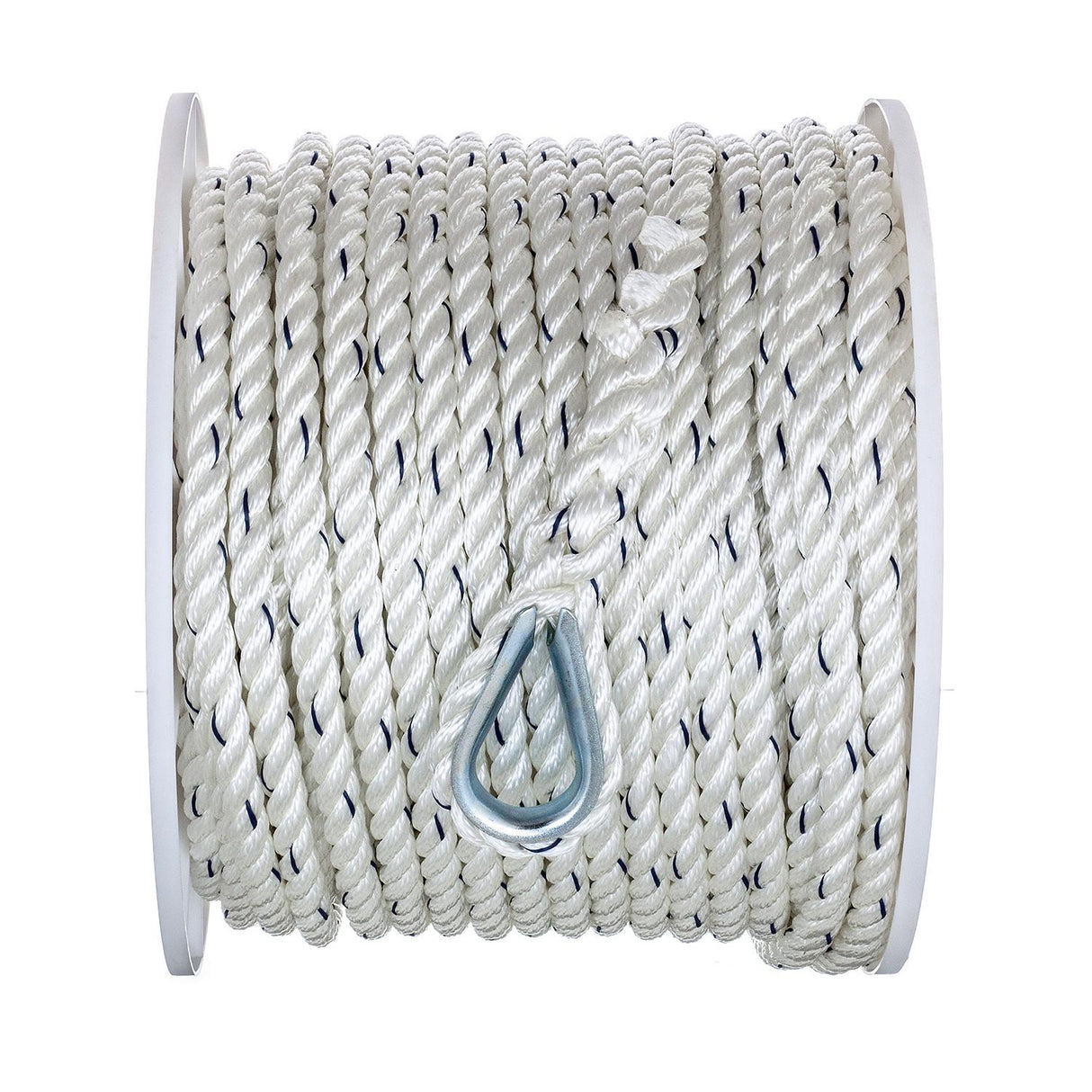 Seachoice 47751 Boat Anchor Line Rope, 3-Strand Twisted, Nylon, White/Blue, 1/2 in. X 200 Ft.