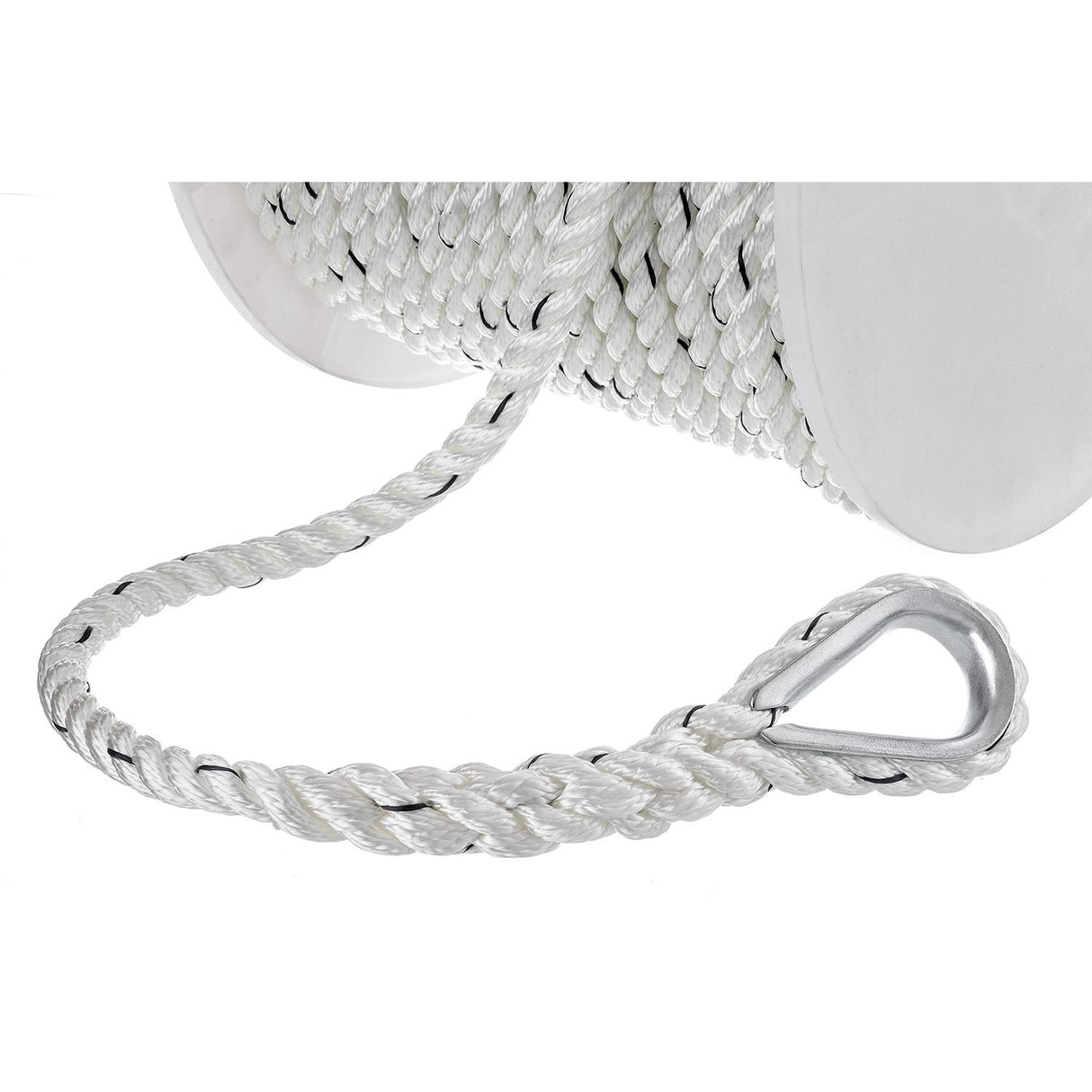 Seachoice 47751 Boat Anchor Line Rope, 3-Strand Twisted, Nylon, White/Blue, 1/2 in. X 200 Ft.