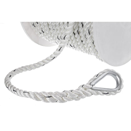 Seachoice 47751 Boat Anchor Line Rope, 3-Strand Twisted, Nylon, White/Blue, 1/2 in. X 200 Ft.