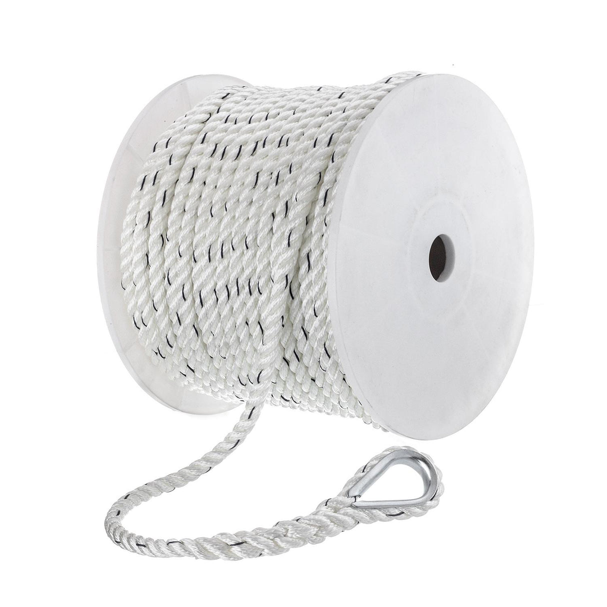 Seachoice 47751 Boat Anchor Line Rope, 3-Strand Twisted, Nylon, White/Blue, 1/2 in. X 200 Ft.