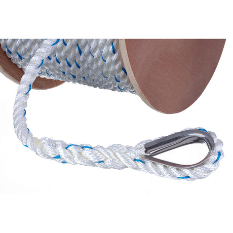Seachoice 47931 Boat Anchor Line Rope, 3-Strand Twisted, Nylon, White/Blue, 5/8 in. X 250 Ft.