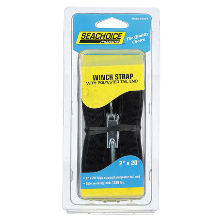 Seachoice Boat Trailer Winch Strap, Tail End, 20 Ft.