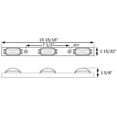 Seachoice Three Light LED Trailer Bar, Waterproof, 15.94 in., Red